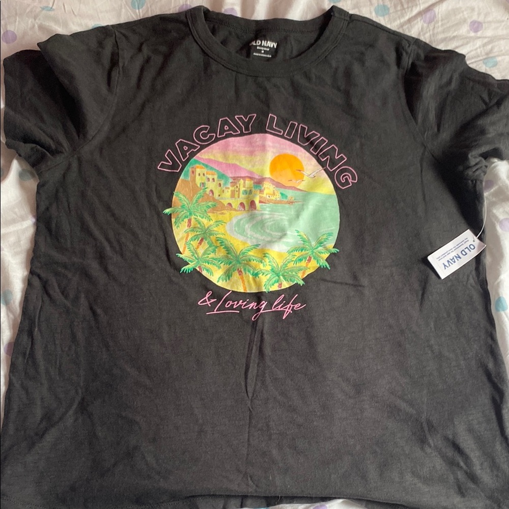 Old Navy Black Vacay Living Graphic Tee